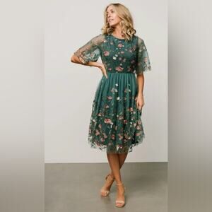 Baltic Born Duchess Tulle Floral Dress in Jade Garden Green Size L